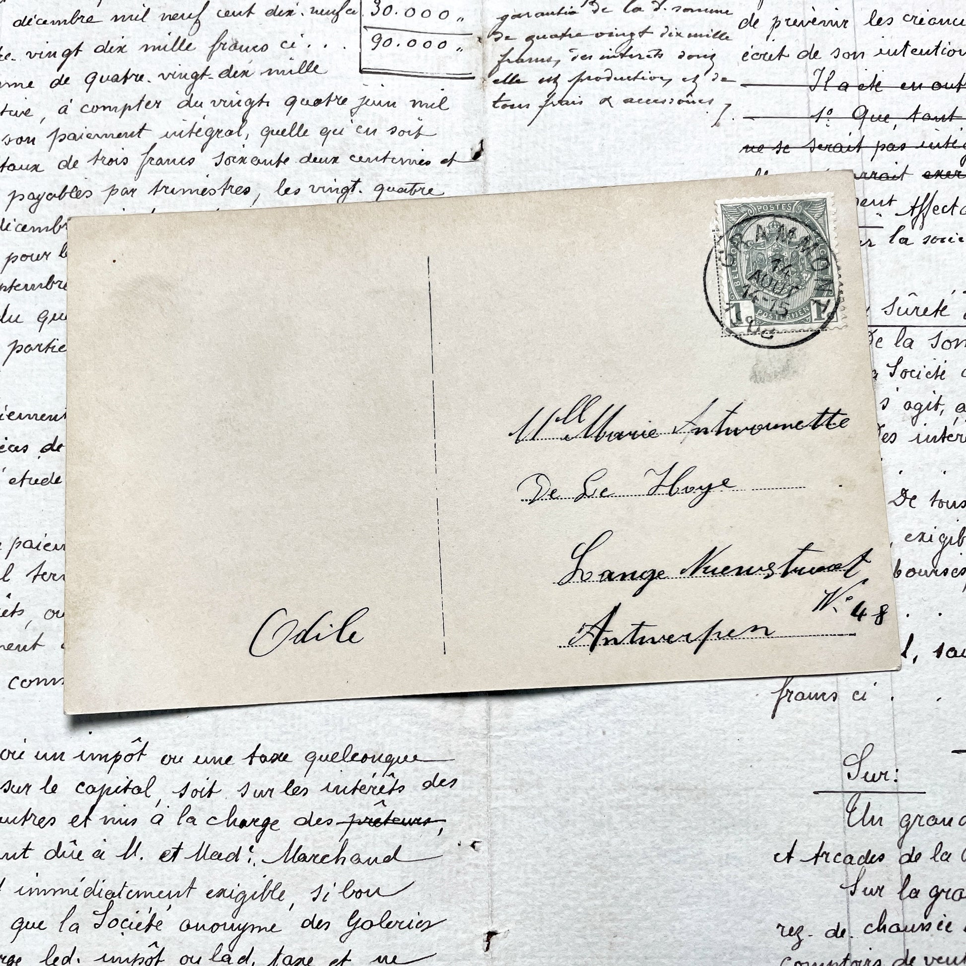 1900s - Vintage French Postcard - Young Girl with Doves - Barefoot Child Portrait - Antique Photo - Vive Marie - Innocence - Floral Scene