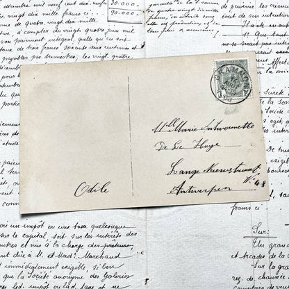 1900s - Vintage French Postcard - Young Girl with Doves - Barefoot Child Portrait - Antique Photo - Vive Marie - Innocence - Floral Scene