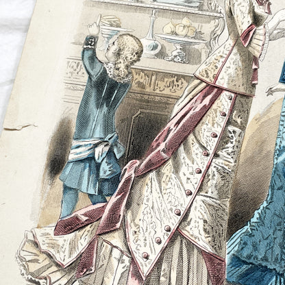 1870s - Original French Fashion Plate - La Femme et la Famille Journal - January February 1879 - Victorian Era Elegant Apparel - Paris