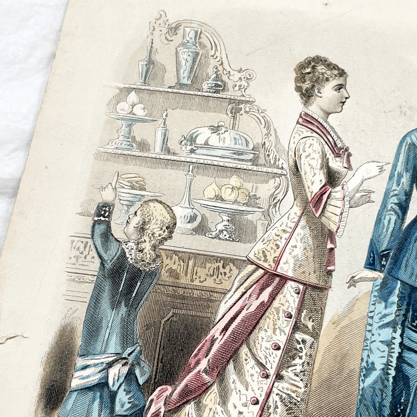 1870s - Original French Fashion Plate - La Femme et la Famille Journal - January February 1879 - Victorian Era Elegant Apparel - Paris