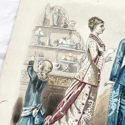 1870s - Original French Fashion Plate - La Femme et la Famille Journal - January February 1879 - Victorian Era Elegant Apparel - Paris