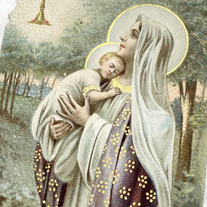 1920s - 4 French Religious Prayer Cards - Vintage Catholic Chromolithographs - First Communion, Saints, Virgin Mary - Devotional Art