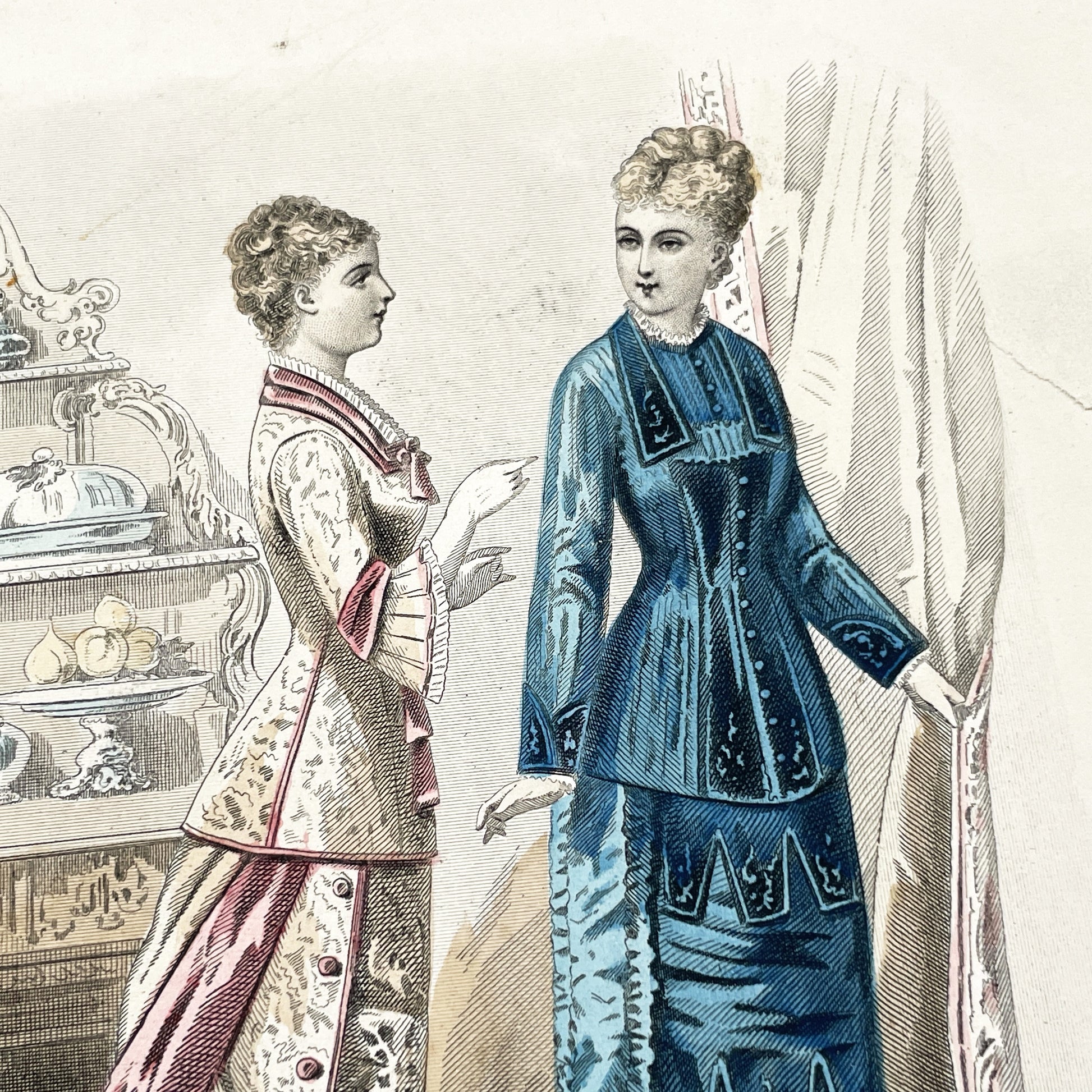 1870s - Original French Fashion Plate - La Femme et la Famille Journal - January February 1879 - Victorian Era Elegant Apparel - Paris