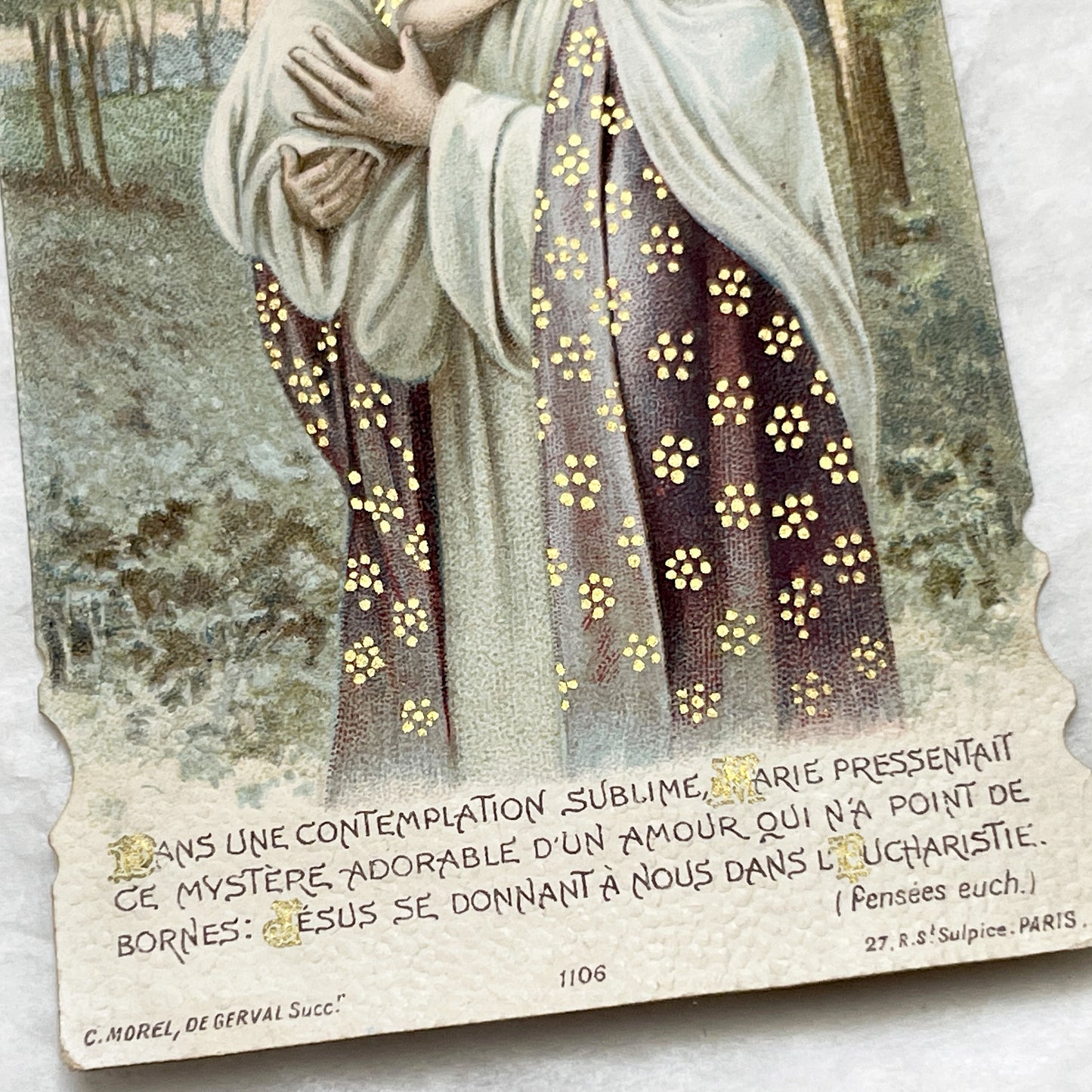 1920s - 4 French Religious Prayer Cards - Vintage Catholic Chromolithographs - First Communion, Saints, Virgin Mary - Devotional Art