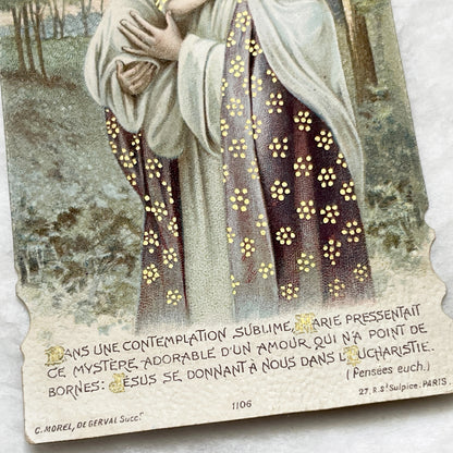 1920s - 4 French Religious Prayer Cards - Vintage Catholic Chromolithographs - First Communion, Saints, Virgin Mary - Devotional Art
