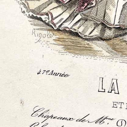 1870s - Original French Fashion Plate - La Femme et la Famille Journal - January February 1879 - Victorian Era Elegant Apparel - Paris