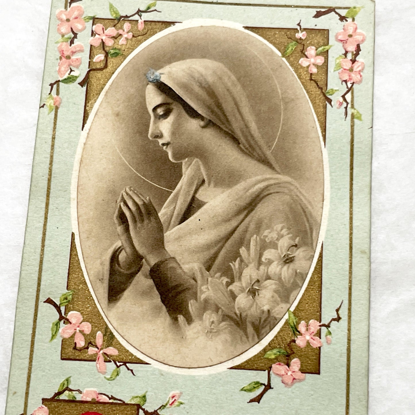1940s - Vintage Religious Prayer Card - Virgin Mary Image - French Confirmation Souvenir - Bouasse-Jeune - Catholic Devotional Art