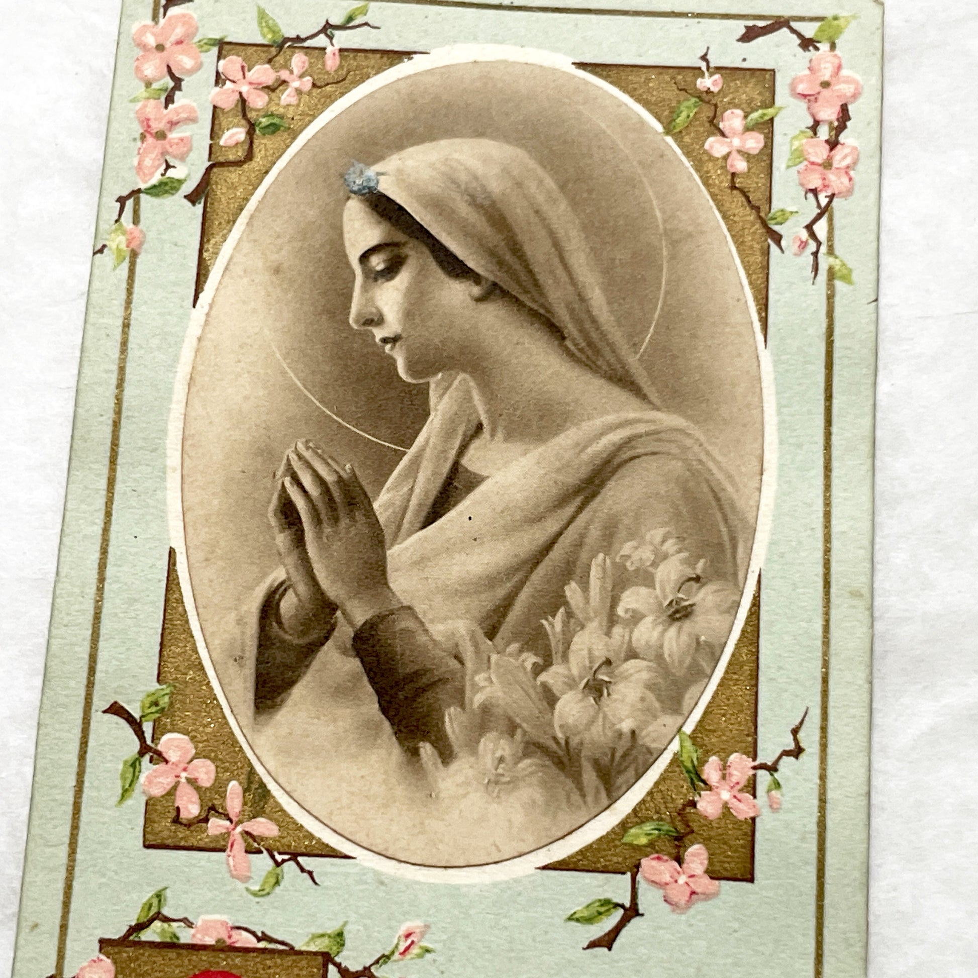 1940s - Vintage Religious Prayer Card - Virgin Mary Image - French Confirmation Souvenir - Bouasse-Jeune - Catholic Devotional Art