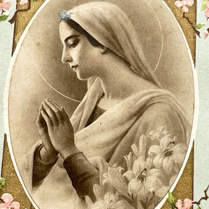 1940s - Vintage Religious Prayer Card - Virgin Mary Image - French Confirmation Souvenir - Bouasse-Jeune - Catholic Devotional Art