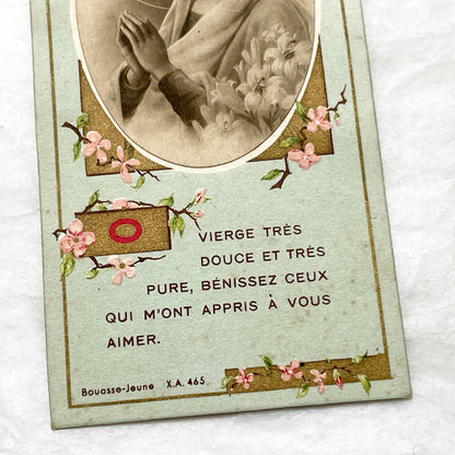 1940s - Vintage Religious Prayer Card - Virgin Mary Image - French Confirmation Souvenir - Bouasse-Jeune - Catholic Devotional Art