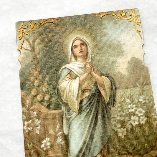 Late 19th - Vintage Religious Prayer Card - Mary Magnificat Devotional Art - French Catholic Collectible - Bounard Fils Paris Print