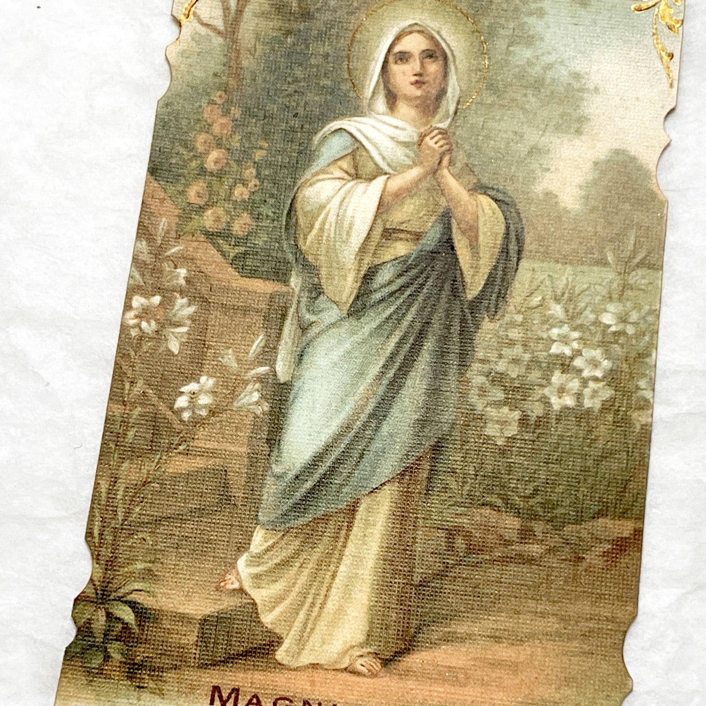 Late 19th - Vintage Religious Prayer Card - Mary Magnificat Devotional Art - French Catholic Collectible - Bounard Fils Paris Print