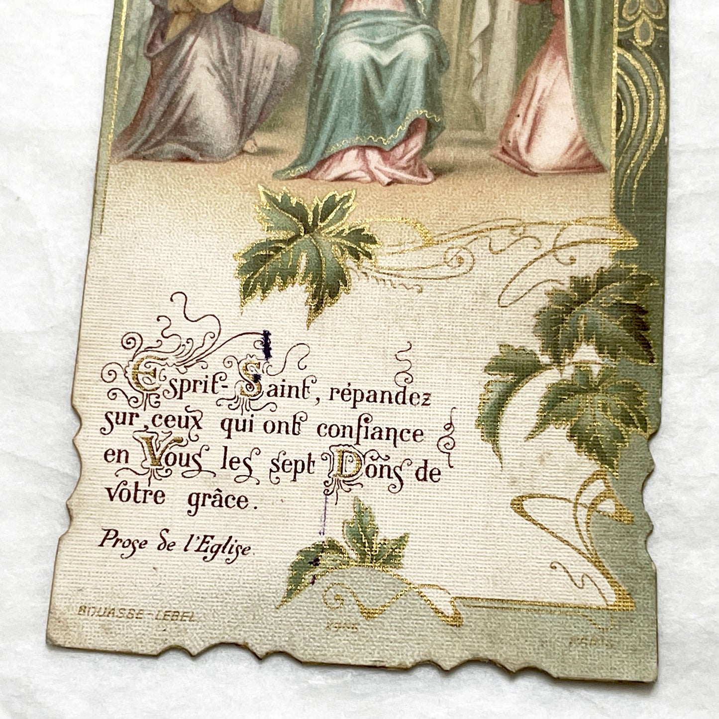 1940s - Religious Holy Card - Pentecost Holy Spirit Descending on Mary and Apostles - French Prayer - Vintage Devotional Art