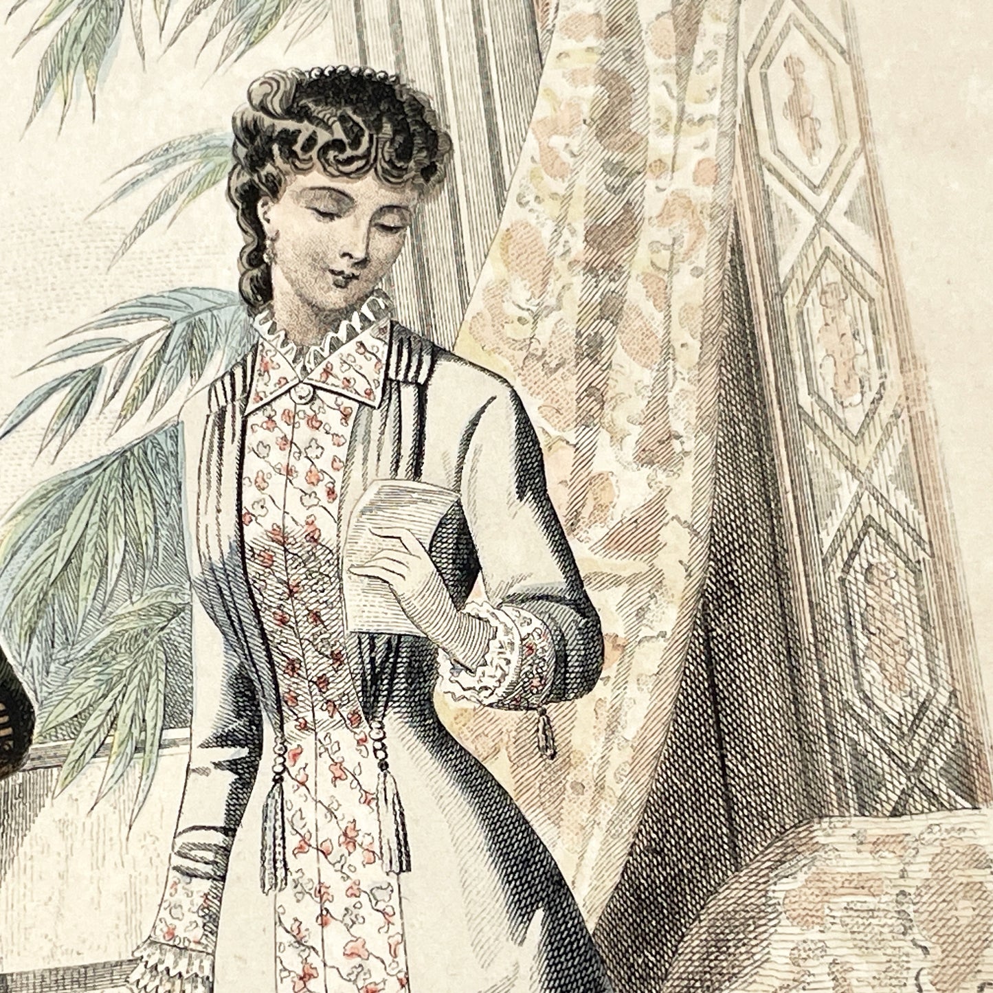 1880s - Original French Fashion Print - 'La Femme et la Famille' - Hand-Colored Victorian Era Apparel - Parisian Elegance and Child Style