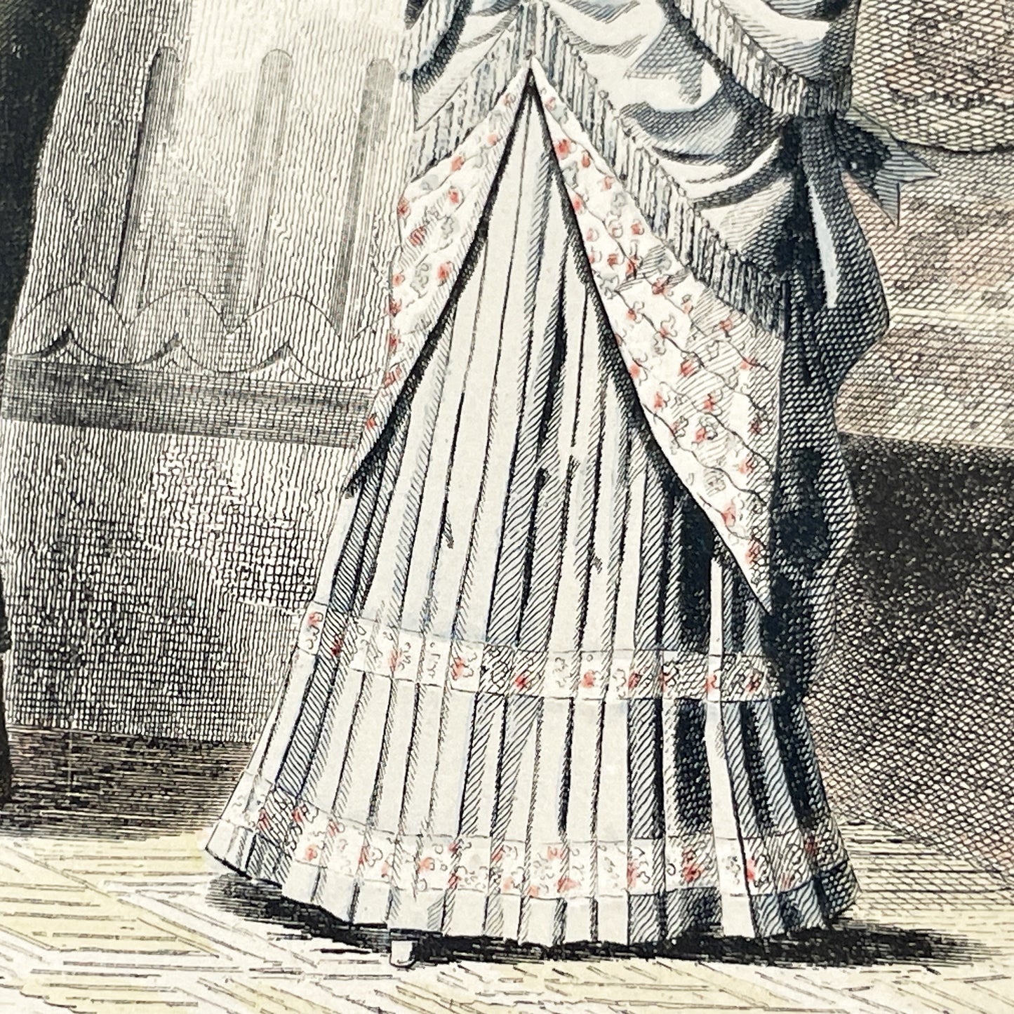 1880s - Original French Fashion Print - 'La Femme et la Famille' - Hand-Colored Victorian Era Apparel - Parisian Elegance and Child Style