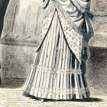1880s - Original French Fashion Print - 'La Femme et la Famille' - Hand-Colored Victorian Era Apparel - Parisian Elegance and Child Style