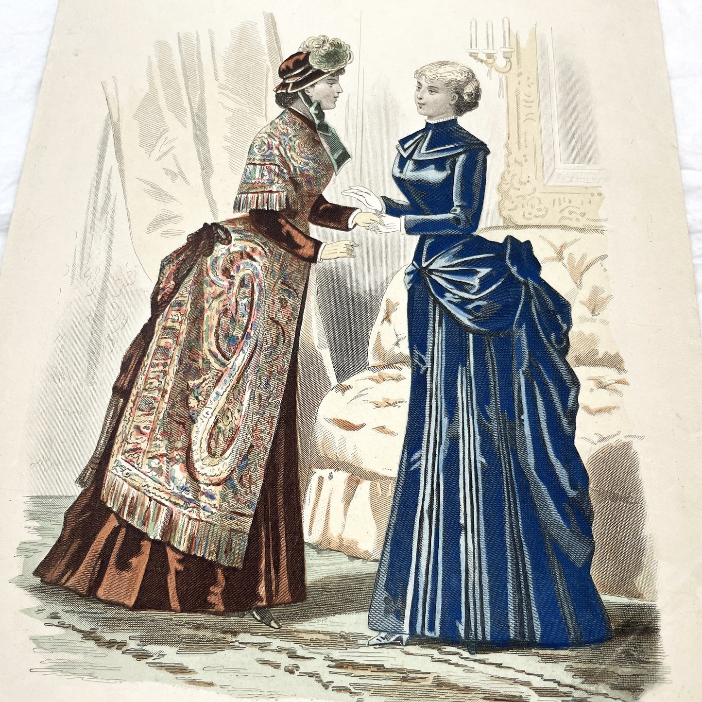 1880s - Antique French Fashion Plate - La Femme et la Famille Magazine - Victorian Women's Attire - Elegant 1883 Print - Parisienne Style