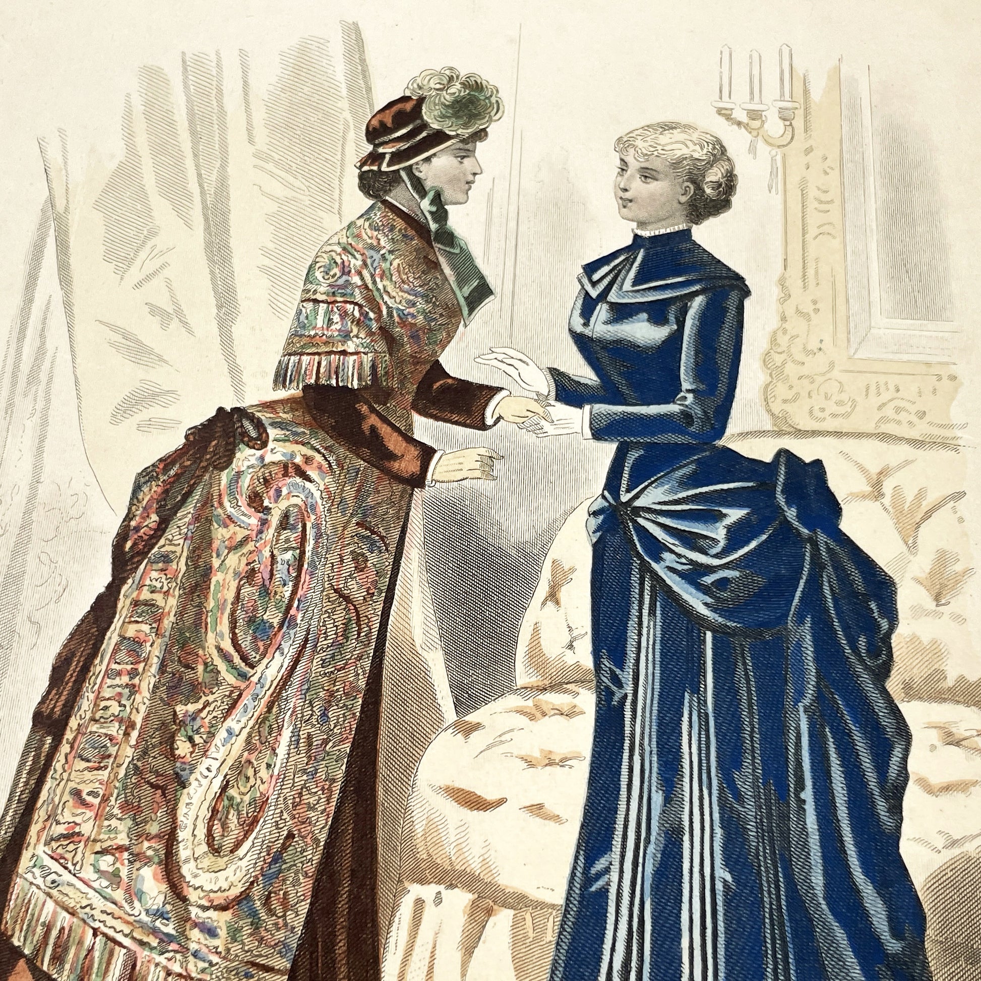 1880s - Antique French Fashion Plate - La Femme et la Famille Magazine - Victorian Women's Attire - Elegant 1883 Print - Parisienne Style