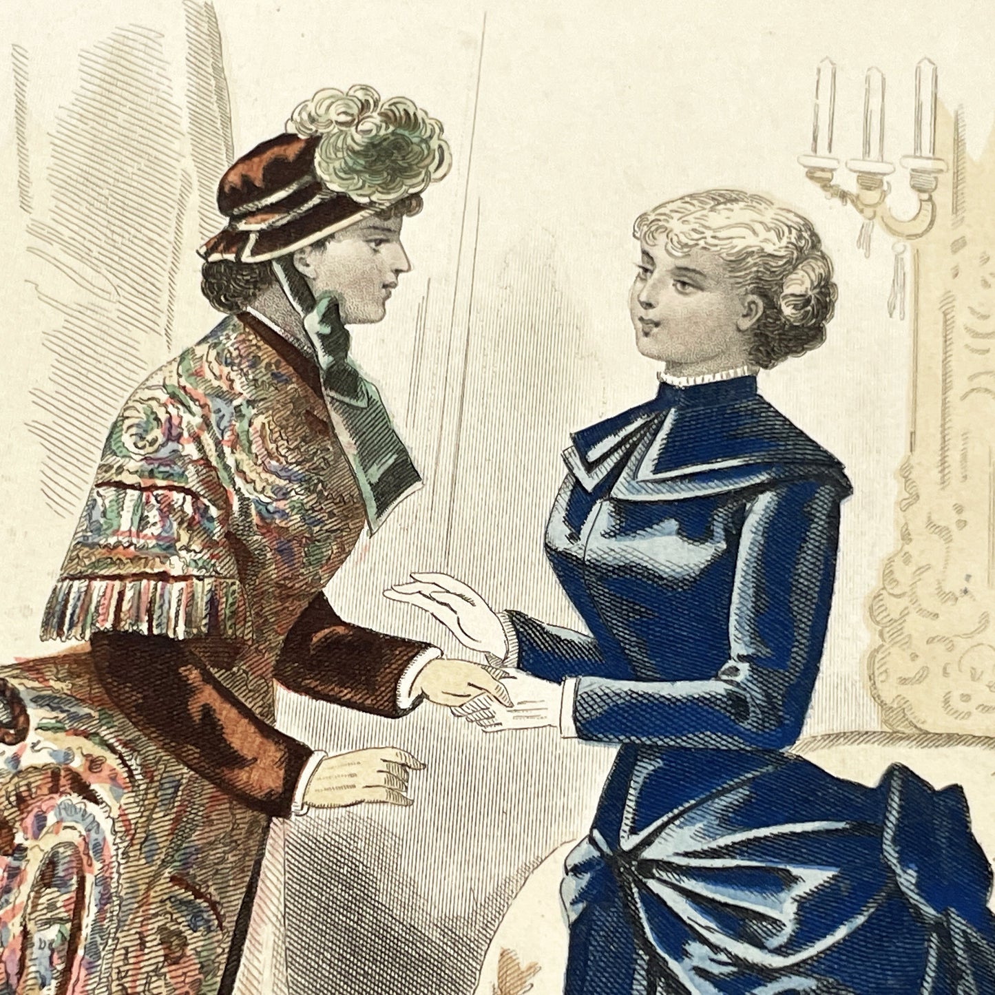 1880s - Antique French Fashion Plate - La Femme et la Famille Magazine - Victorian Women's Attire - Elegant 1883 Print - Parisienne Style