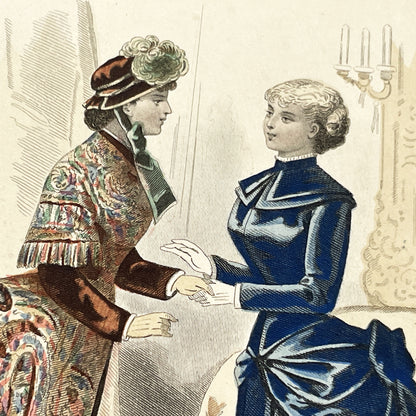 1880s - Antique French Fashion Plate - La Femme et la Famille Magazine - Victorian Women's Attire - Elegant 1883 Print - Parisienne Style