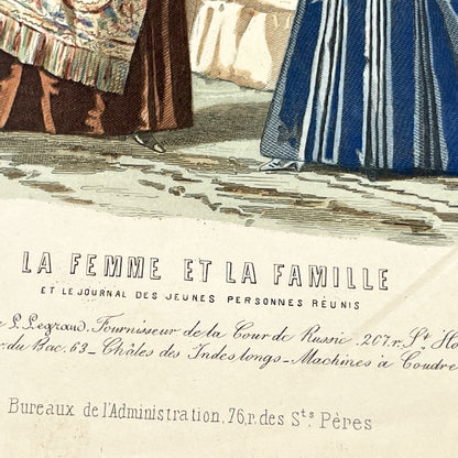 1880s - Antique French Fashion Plate - La Femme et la Famille Magazine - Victorian Women's Attire - Elegant 1883 Print - Parisienne Style