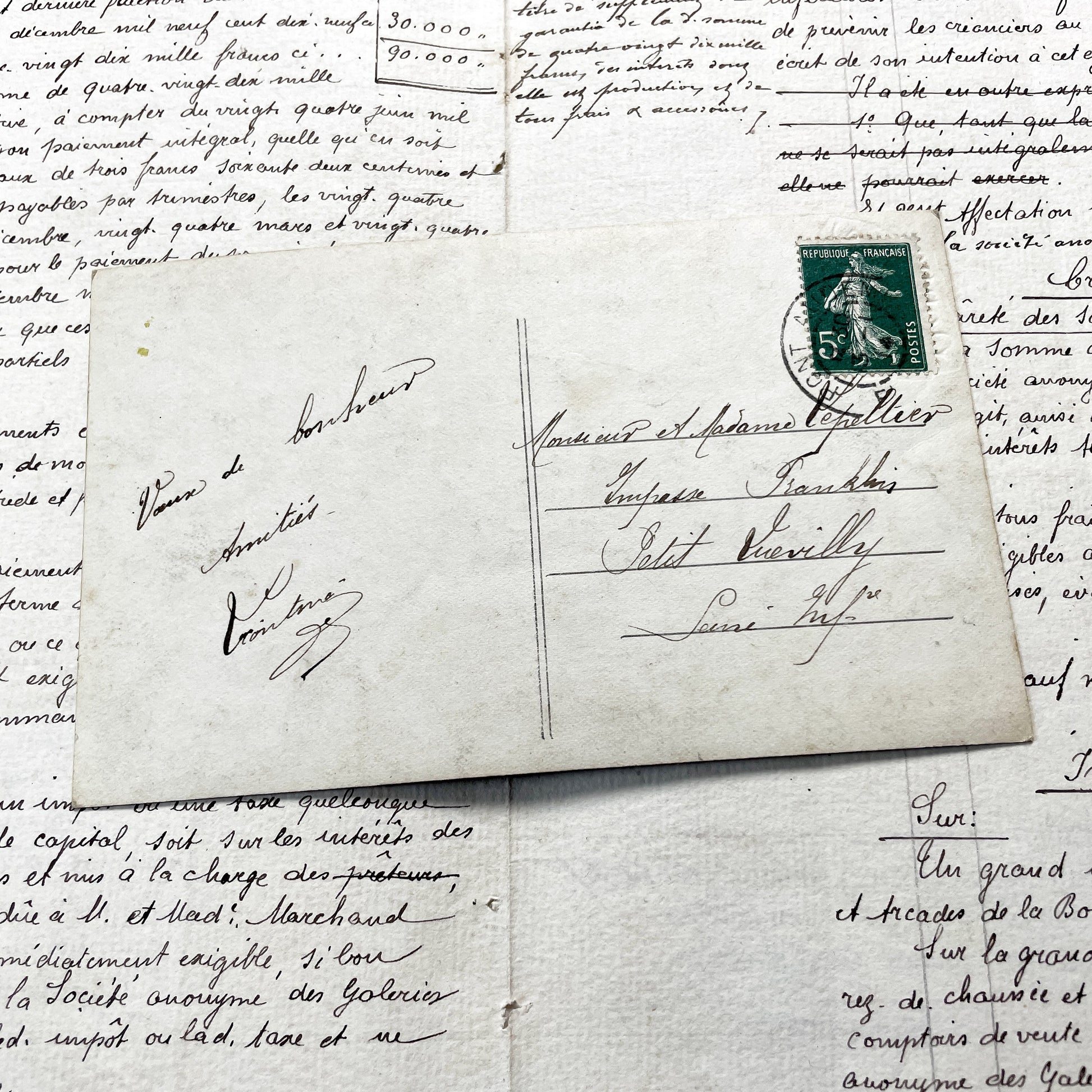 1900s - Hand-Colored French New Year Postcard - Antique Woman Portrait with Flowers - Belle Époque Ephemera - Collectible Art Print.