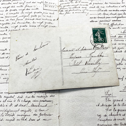 1900s - Hand-Colored French New Year Postcard - Antique Woman Portrait with Flowers - Belle Époque Ephemera - Collectible Art Print.