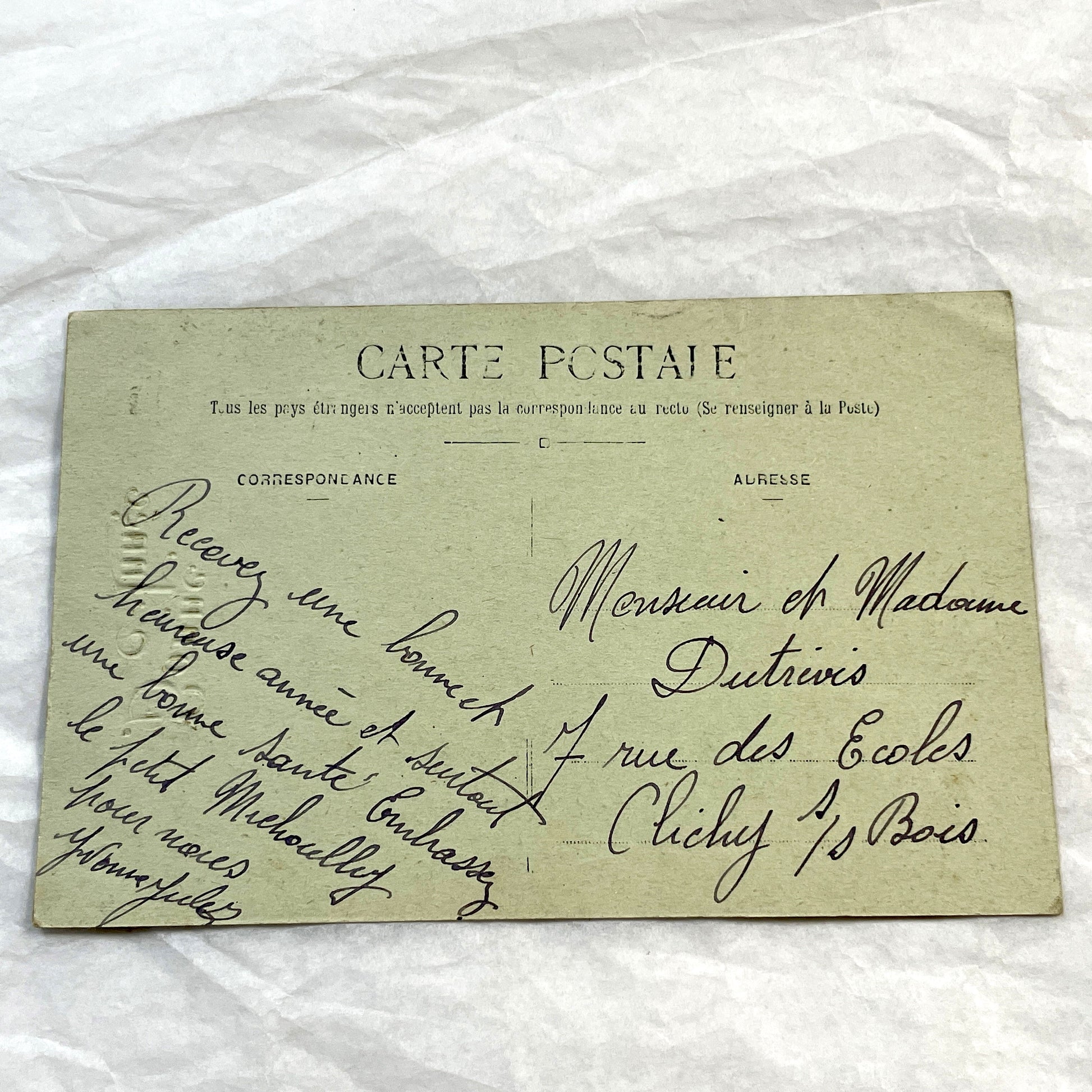 1900s - Vintage French Happy New Year Postcard - Sepia Tone Roses Art - F.F. Paris Publisher - Elegant Floral Greeting Card Collectible