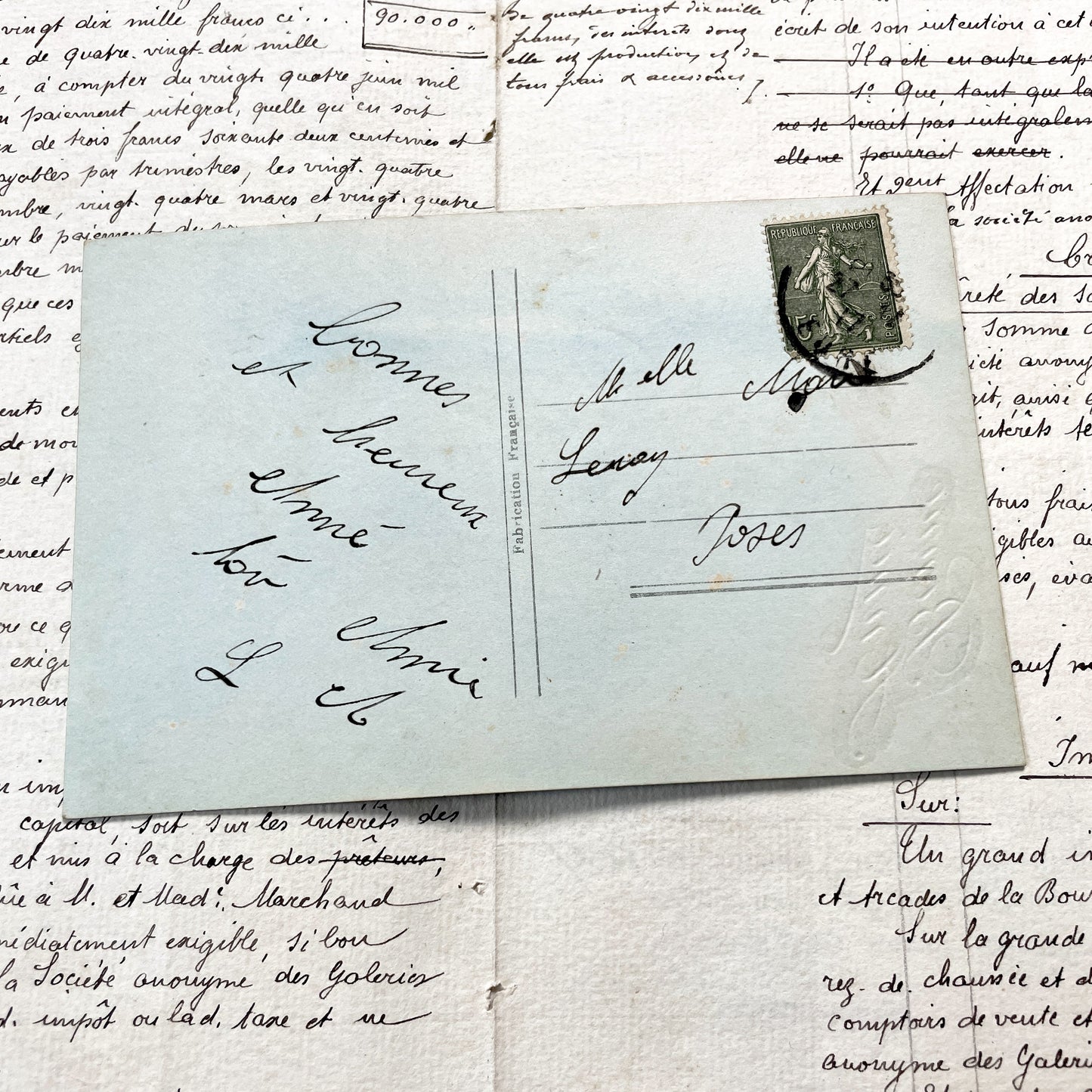 1900s - French New Year Postcard - Dapper Gentleman Portrait - Holiday Greeting - Studio Photography Ephemera