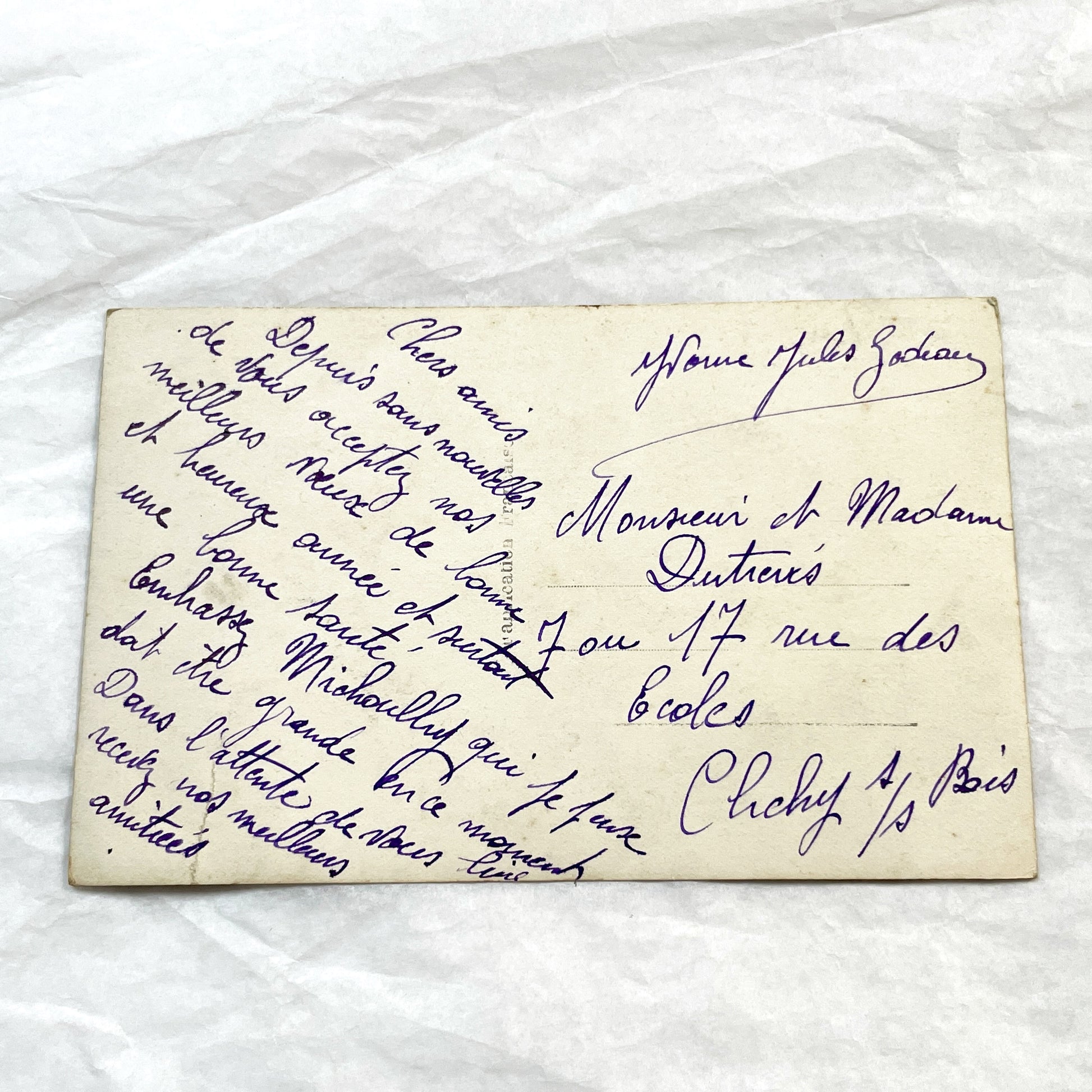 1910s - Vintage French New Year Postcard - Red Carnation & Mimosa Floral Arrangement - Winter Sunset Landscape Art - Collectible Ephemera