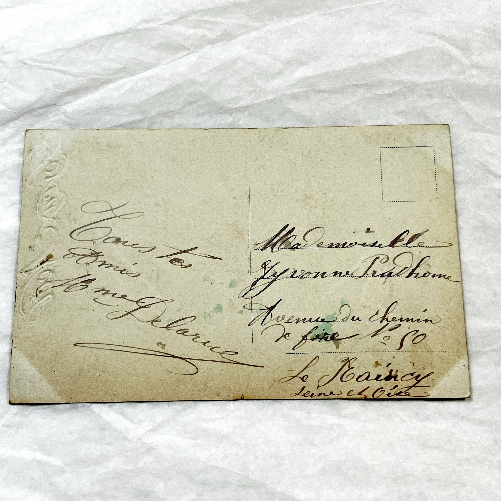 1910s - Vintage French Christmas Postcard - Mother and Child with Doll - Hand-Tinted Belle Époque Holiday Greeting - Children Portrait