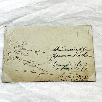 1910s - Vintage French Christmas Postcard - Mother and Child with Doll - Hand-Tinted Belle Époque Holiday Greeting - Children Portrait