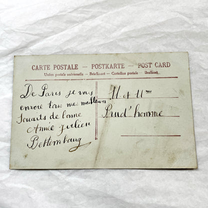 1900s - Vintage French Postcard - New Year Greetings - Little Boy Portrait - Telegram Style Design - Unique Collectible Ephemera