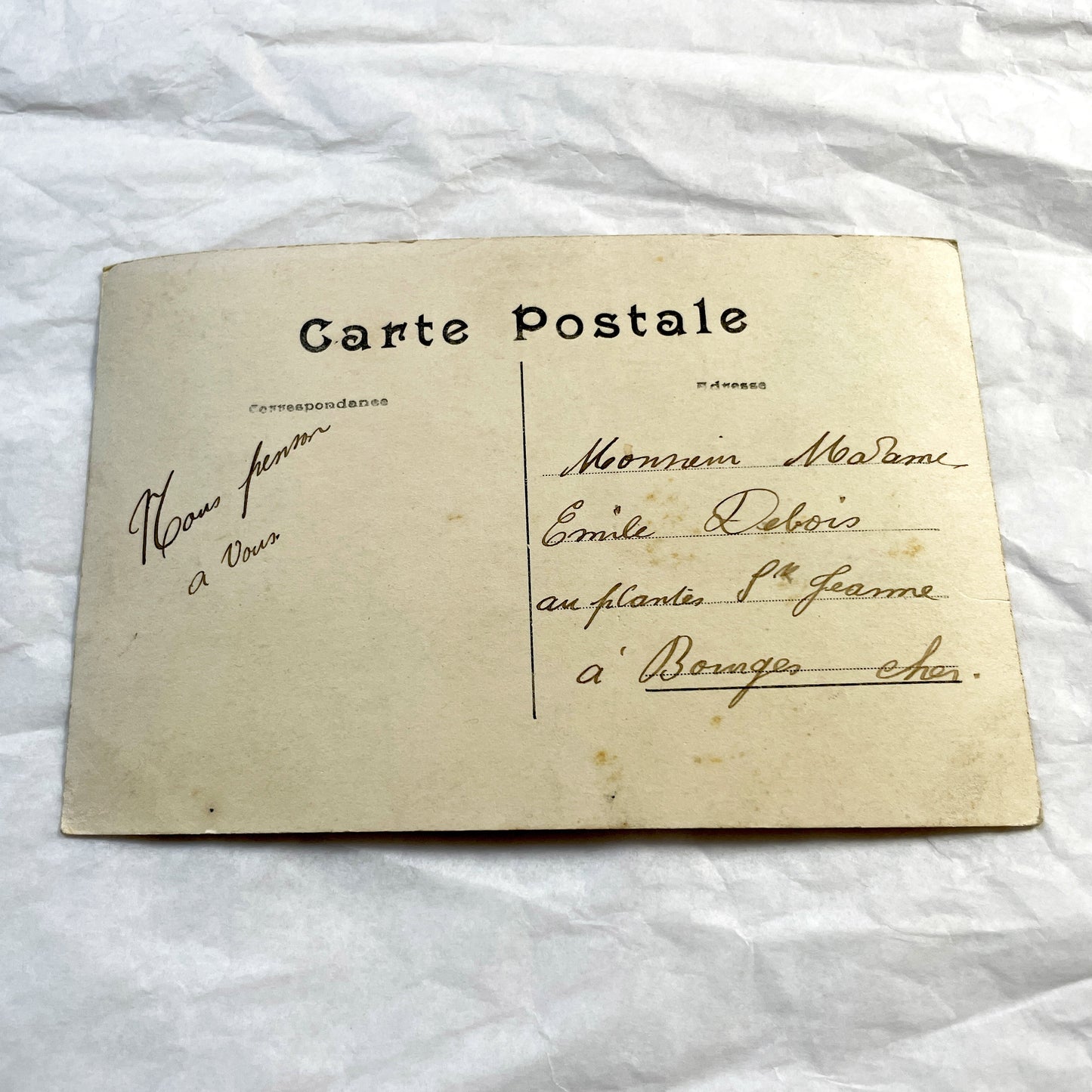 1910s - Antique French Postcard Little Girl Fishing Basket - Hand Tinted Sepia Photo - Sentimental Child Portrait - Collectible Ephemera