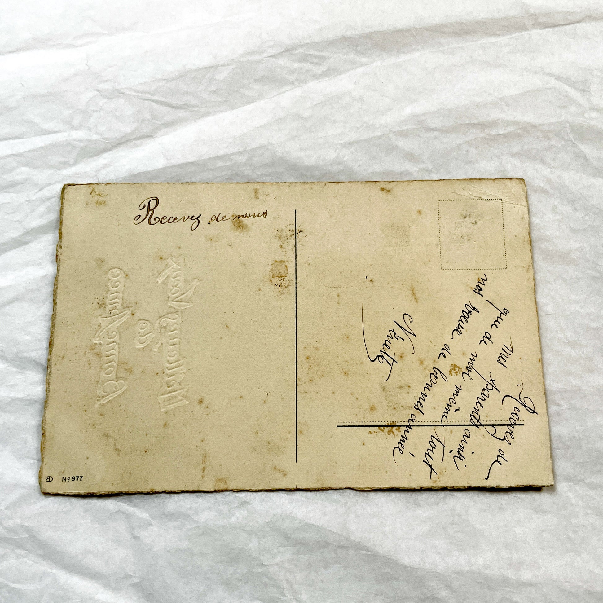 1900s - Vintage French New Year Postcard - Bouquet of Violets - Floral Art Nouveau Greeting Card - Holiday Wishes Ephemera Collectible