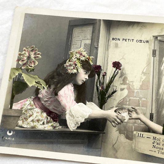 1900s - French Postcard - Child Charity Theme - Vintage Hand-Tinted Sepia Photo - Paris Collectible Paper