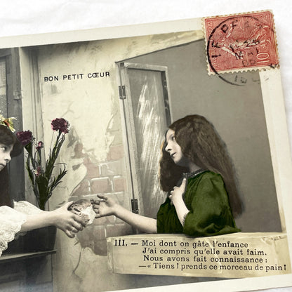 1900s - French Postcard - Child Charity Theme - Vintage Hand-Tinted Sepia Photo - Paris Collectible Paper