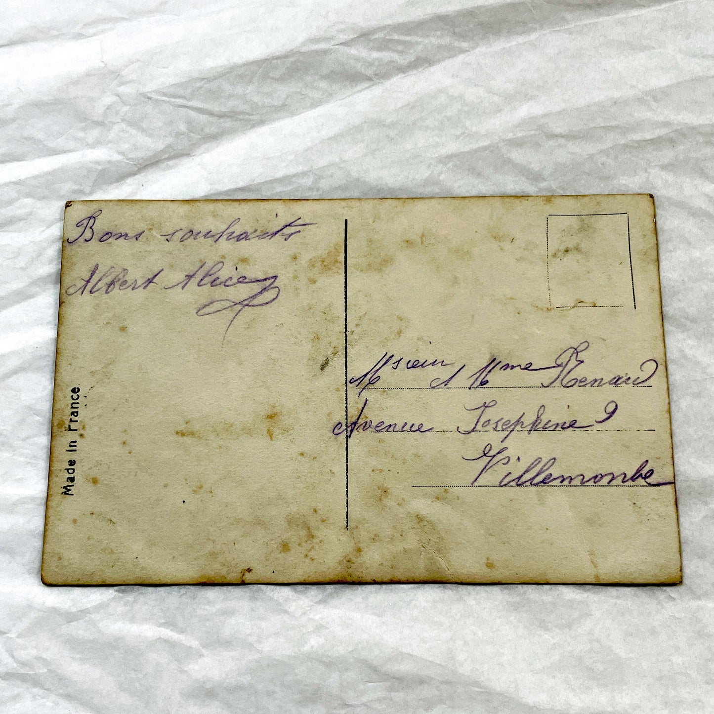 1910s - Vintage French Postcard - Baby, Dog, Umbrella, Snowy Scene - New Year Greeting - Sentimental Winter Imagery - Collectible Ephemera