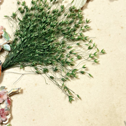 1900s - Vintage French New Year Postcard - Embossed Birdhouse with Robin - Applied Doves, Ribbon, and Dried Flora - Charming Ephemera