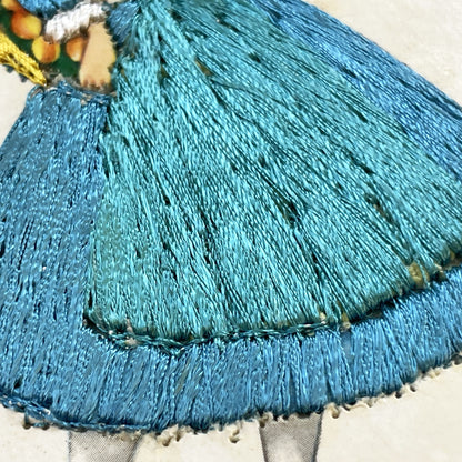 1960s - Vintage French Normandy Embroidered Postcard - Traditional Regional Costume - Folk Art - France Travel Souvenir - Unique Handcraft