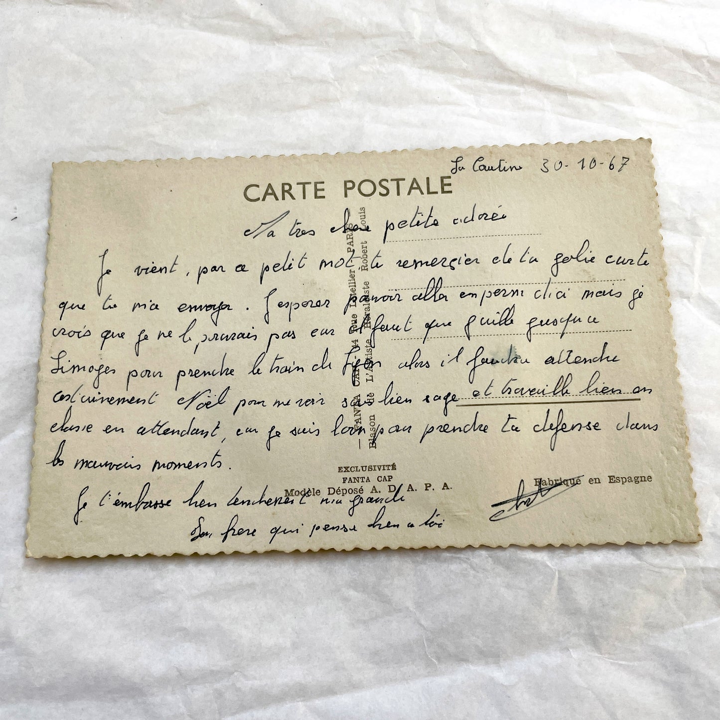 1960s - Vintage French Normandy Embroidered Postcard - Traditional Regional Costume - Folk Art - France Travel Souvenir - Unique Handcraft