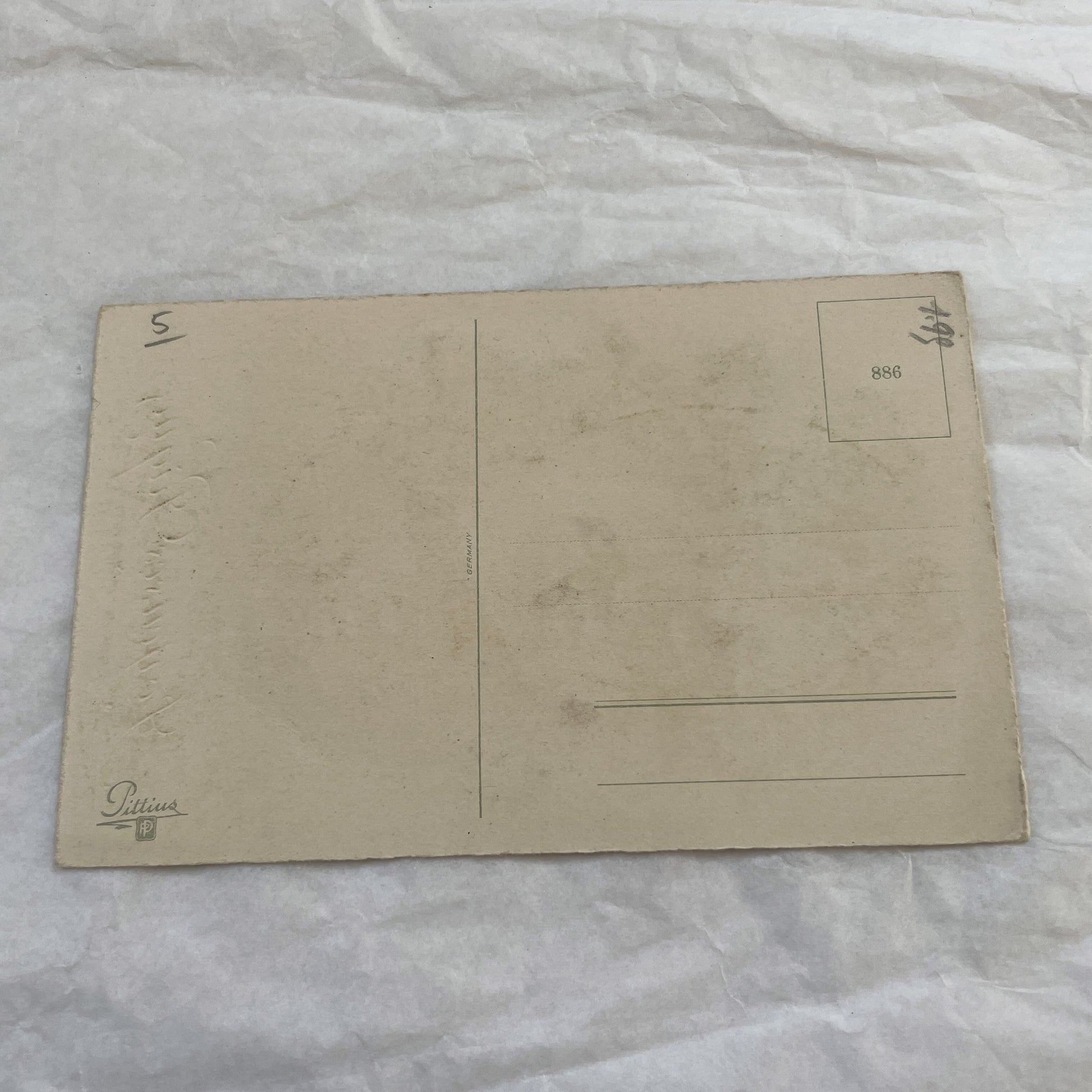 1950s - Vintage French Easter Postcard - Delicate Floral Wreath Design - Sparkling Glitter Embellishment - Joyeuses Paques Greeting