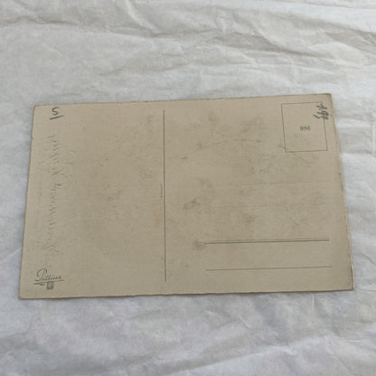 1950s - Vintage French Easter Postcard - Delicate Floral Wreath Design - Sparkling Glitter Embellishment - Joyeuses Paques Greeting