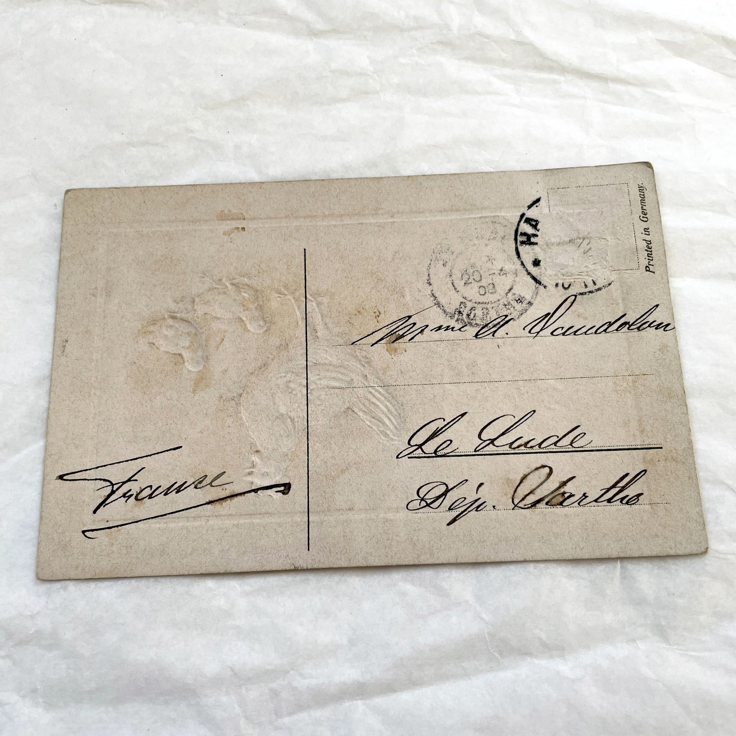 1900s - Vintage Easter Postcard - Frohe Ostern German Greeting - Hand-Written French Note - Charming Hen And Chicks - Ephemera Collectible