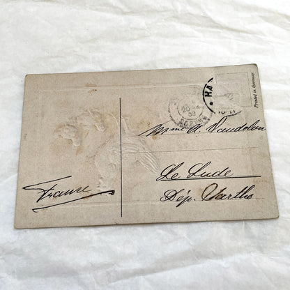 1900s - Vintage Easter Postcard - Frohe Ostern German Greeting - Hand-Written French Note - Charming Hen And Chicks - Ephemera Collectible