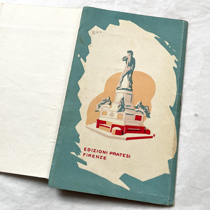 1950s vintage Italian map of Florence with index booklet, showing city plan and the Florentine lily emblem.