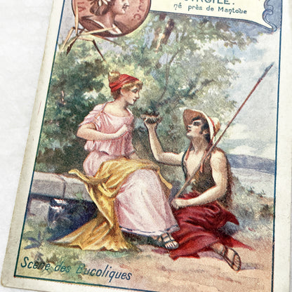 Late 19th - French Advertising Chromos - Moliere, Virgil, Travel Scene - Vintage French Trade Cards - Literary and Historical Illustrations
