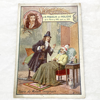 Late 19th - French Advertising Chromos - Moliere, Virgil, Travel Scene - Vintage French Trade Cards - Literary and Historical Illustrations