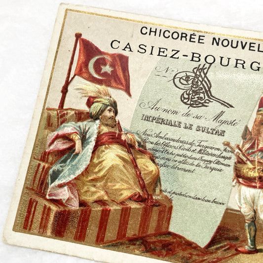 Late 19th - Chicory Advertising Card - Casiez-Bourgeois Ottoman Sultan Themed French Trade Card - Vintage Ephemera Collectible