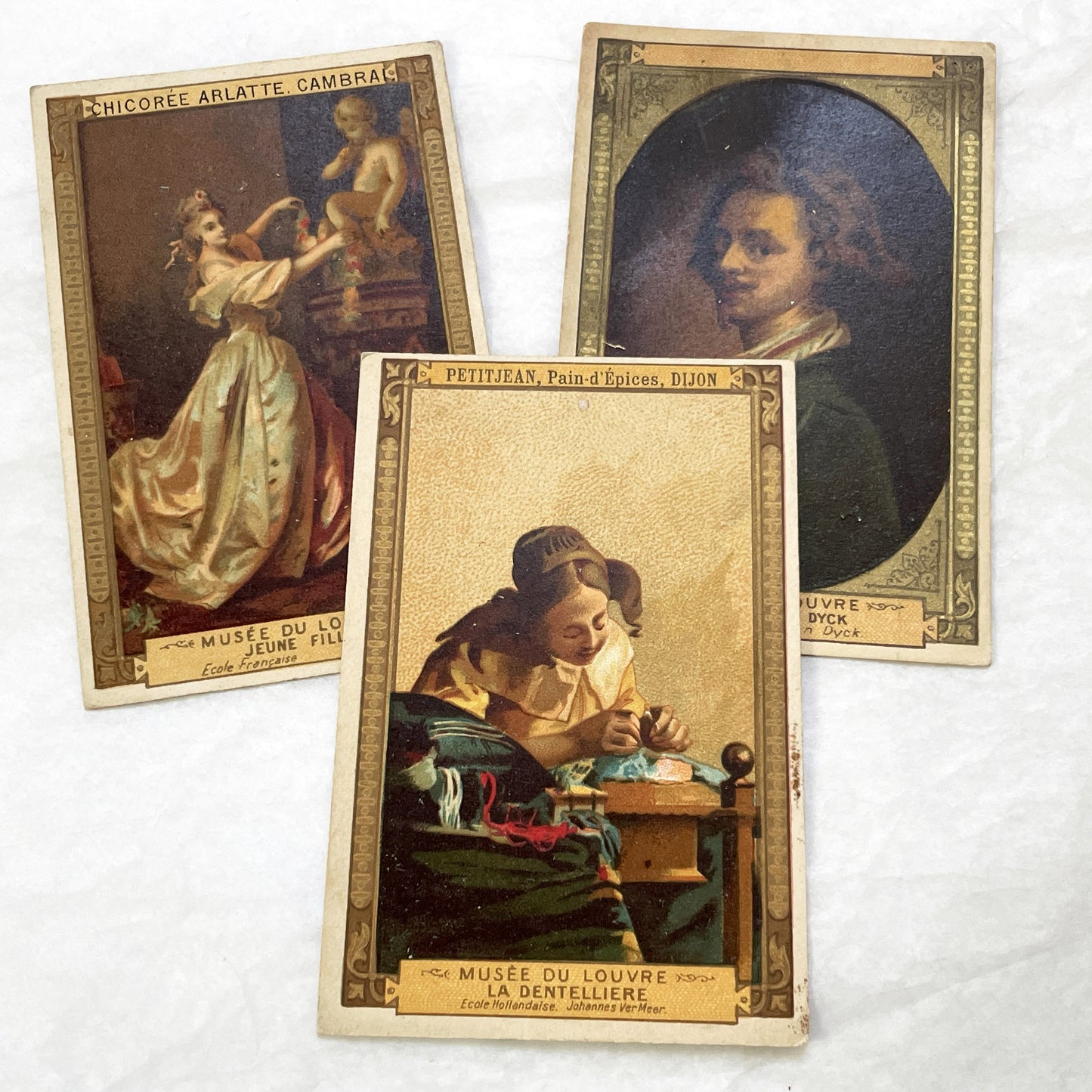 1900s - 3 Advertising Chromos - Vintage Art Prints - French Ephemera - Louvre Masterpieces - Historical Collectibles